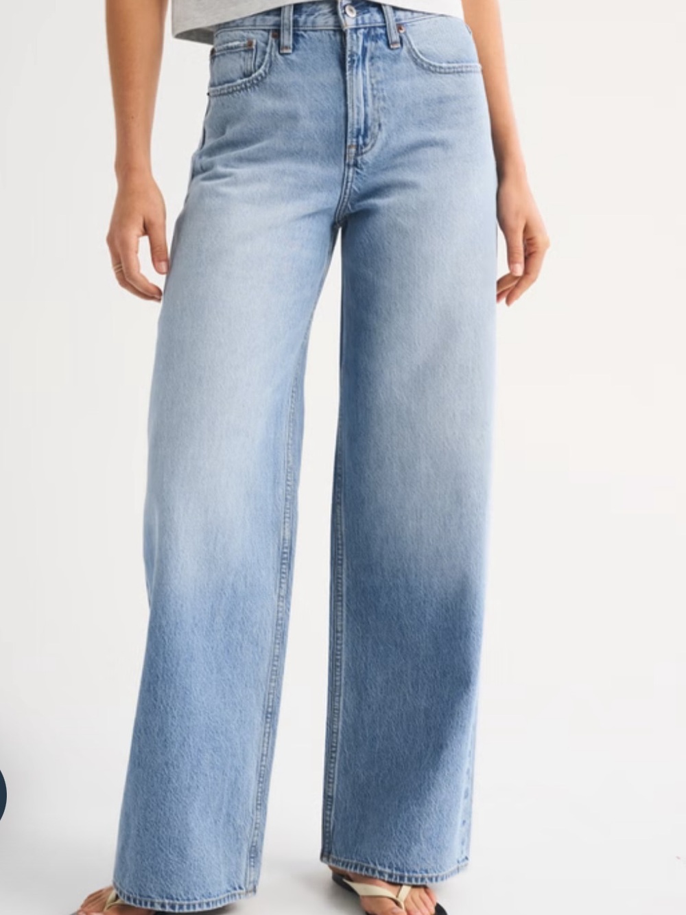 Abercrombie & Fitch Light Blue High Rise Wide Leg Jeans